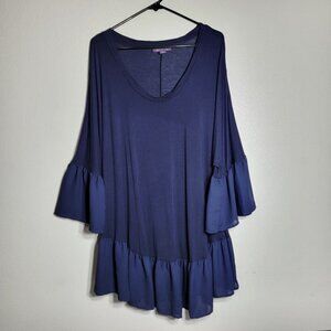 Roamans Bell Sleeve Top Plus Size 22/24W‎ Soft Stretch Pullover Short Sleeve
